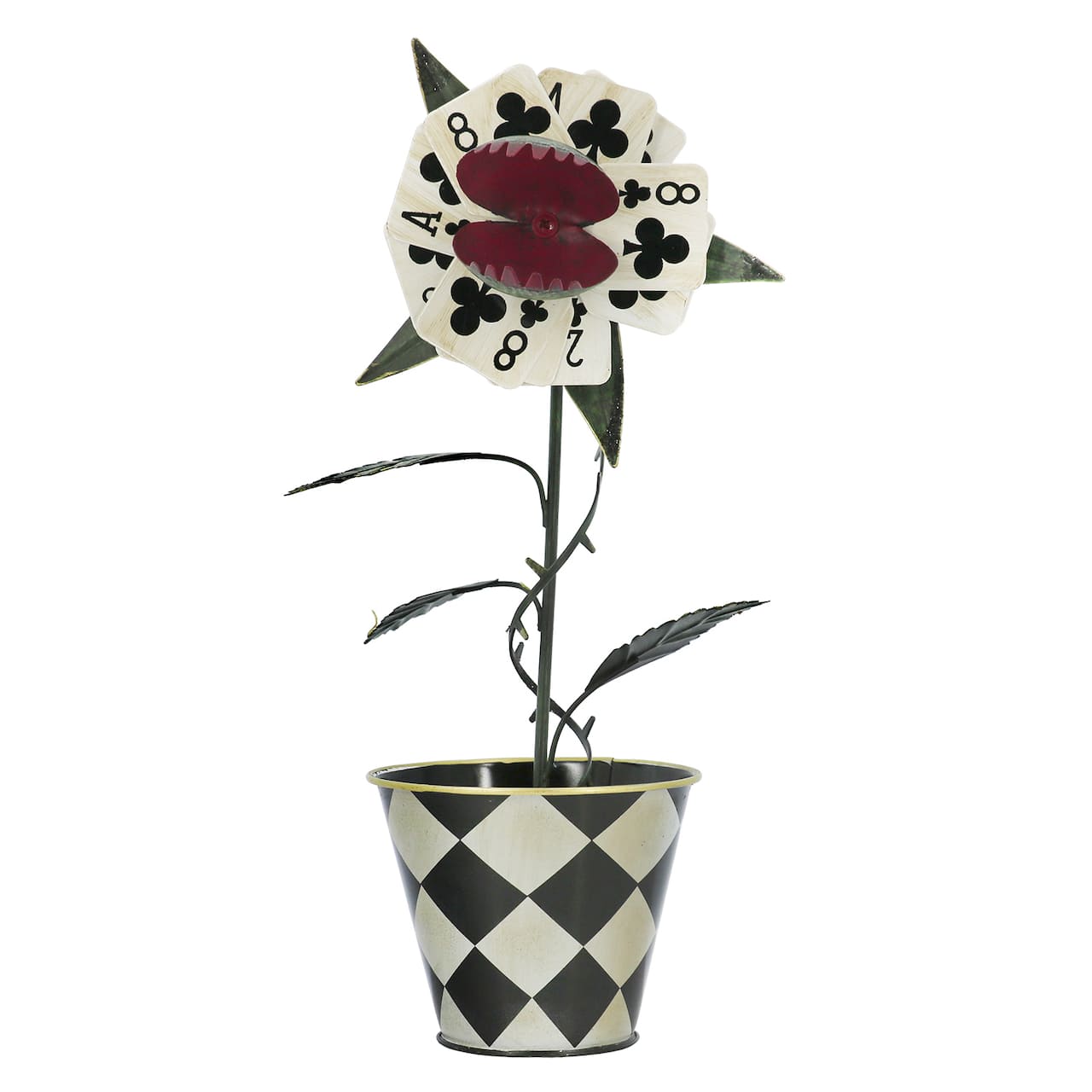 11.75" Clubs Playing Card Flytrap in Diamond Pot Tabletop Décor by Ashland®